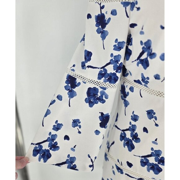 Ralph Lauren Royal Blue Floral Lace Trim Sheath Dress 3/4 Sleeves Womens Sz 16 - Picture 5 of 13